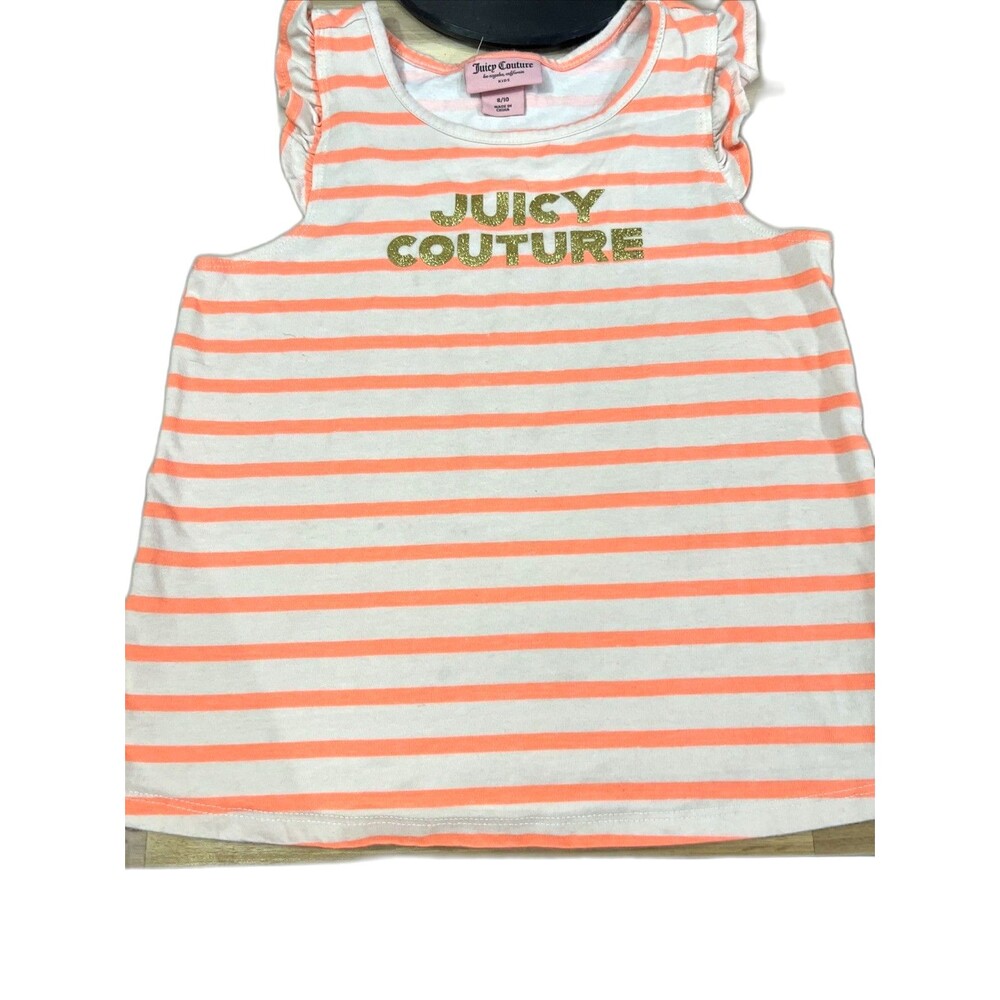 Kid's JUICY COUTURE 8/10 T Shirt Orange White Gold Logo - Picture 2 of 6